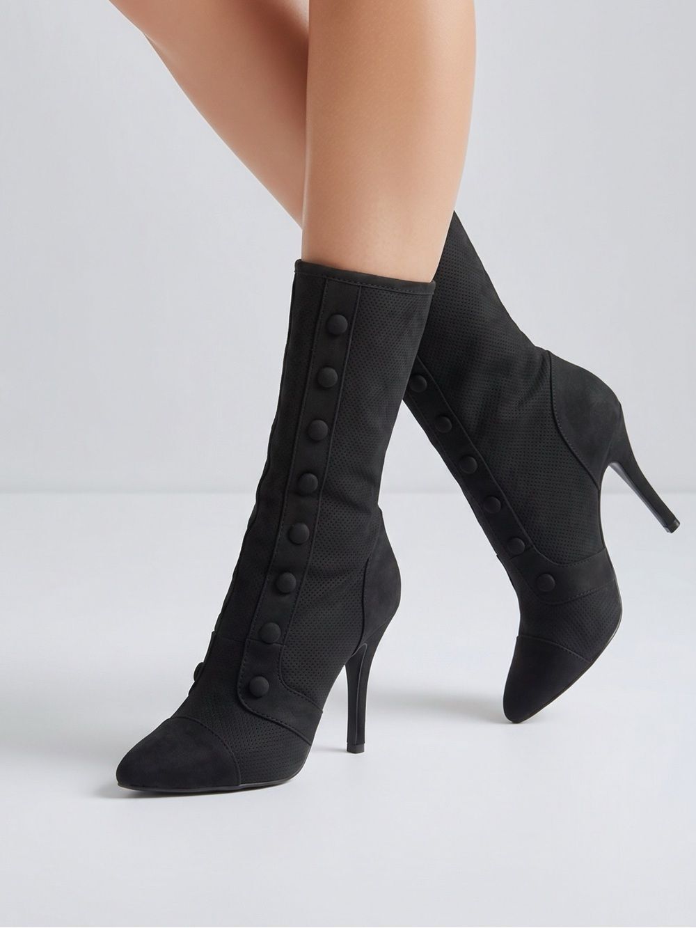 BLACK DOLCE4.5” HEEL MID-CALF BOOTIE BACK ZIPPER GENTLY LOVED SIZE 8